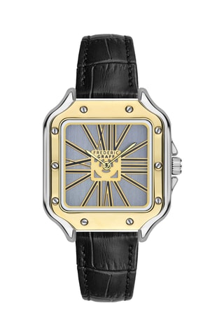 Montre à quartz en cuir - Noir et doré