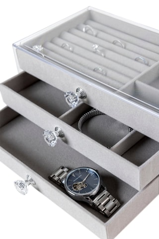 Boîte à bijoux en velours - Gris - Somm
