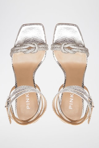 Leren Sandalen met Hak - Zilverkleurig