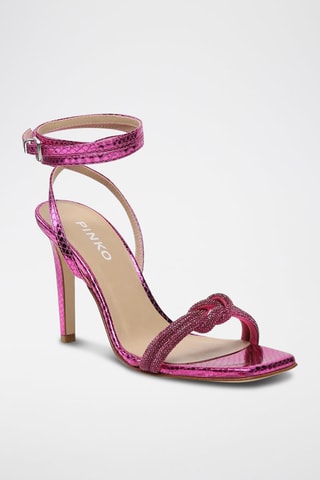 Geitenleren Sandalen met Hak - Fuchsia
