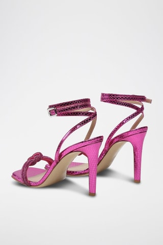 Geitenleren Sandalen met Hak - Fuchsia