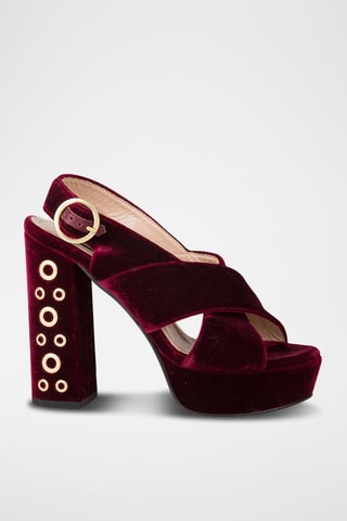 Velours Sandalen met Hak - Bordeauxrood