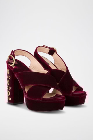 Velours Sandalen met Hak - Bordeauxrood