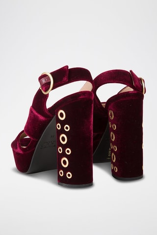 Velours Sandalen met Hak - Bordeauxrood