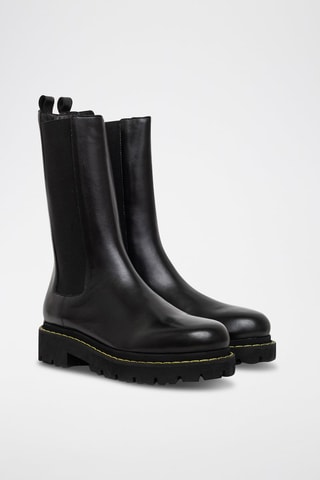 Bottines Chelsea en cuir de veau - Noir