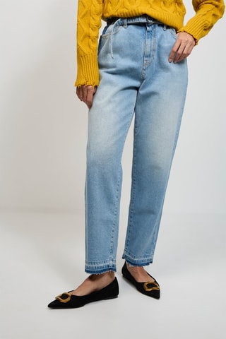 Jeans Hoge Taille Mom - Marineblauw