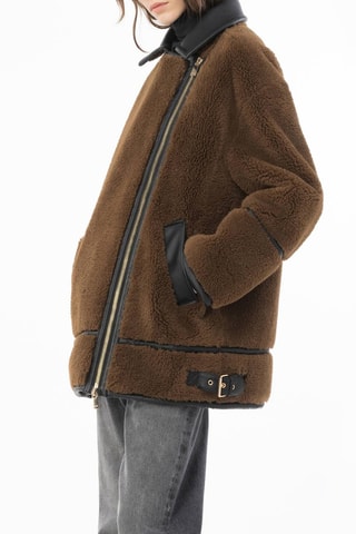 Manteau bi-matière - Marron