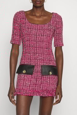 Rechte Tweed Jurk - Roze