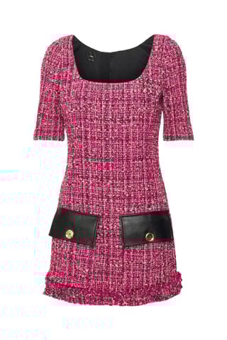 Rechte Tweed Jurk - Roze