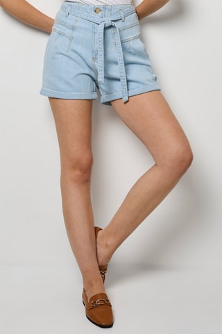 Spijkershort Hoge Taille - Lichtblauw