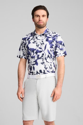 Polo de golf MATTR Broken Flower - Blanc