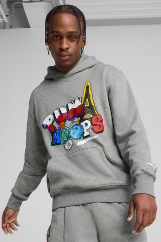 Sweat polaire à capuche Paris Graphic - Gris clair chiné