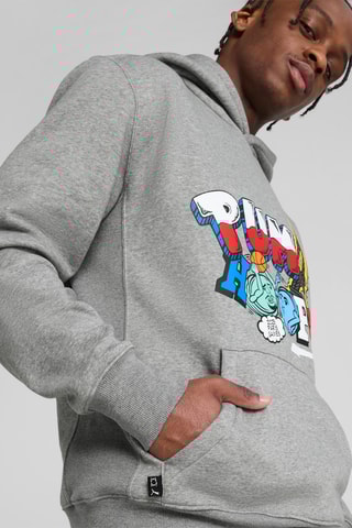 Sweat polaire à capuche Paris Graphic - Gris clair chiné