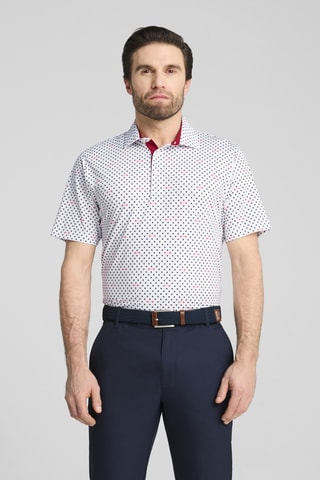 Polo de golf Mattr Burgh - Blanc et bleu marine