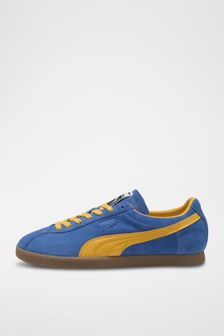 Baskets en cuir Brasil - Bleu cobalt et jaune