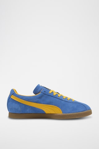 Baskets en cuir Brasil - Bleu cobalt et jaune
