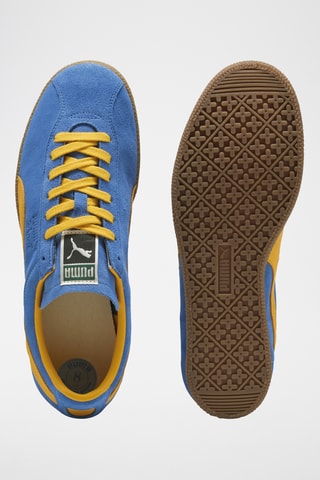 Baskets en cuir Brasil - Bleu cobalt et jaune