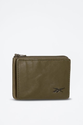 Portefeuille en cuir Club Kaki et marron