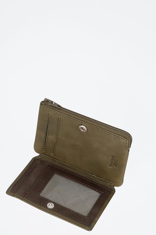 Portefeuille en cuir Club Kaki et marron