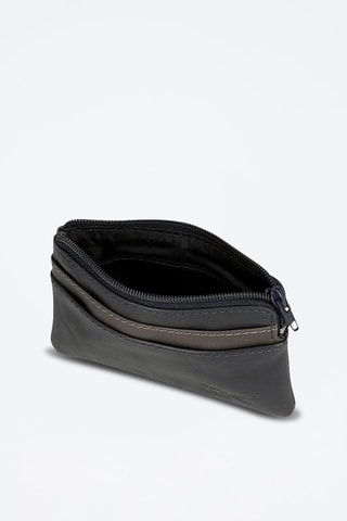 Porte-monnaie en cuir Club Noir et marron