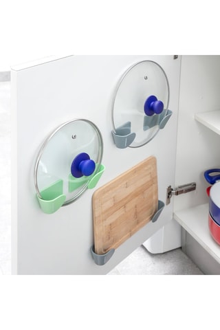 3 supports adhésifs pour couvercles de casseroles - Gris et vert