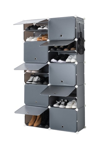 Étagère à chaussures modulaire - 36 paires - Gris