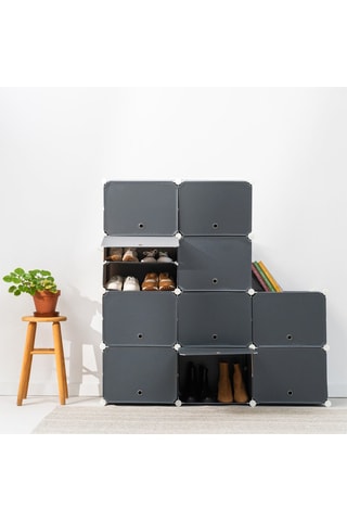 Étagère à chaussures modulaire - 36 paires - Gris