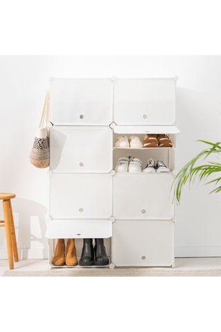 Étagère à chaussures modulaire - 28 paires - Blanc