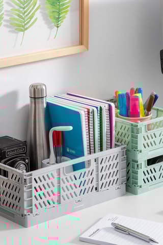 3 boîtes de rangement pliables - Vert et gris