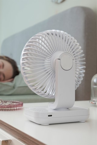 Ventilateur de bureau rechargeable - 13,8 x 18,3 x 7,5 cm - 4 vitesses