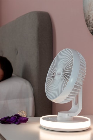 Ventilateur de bureau rechargeable avec lumière LED - 16,8 x 23 x 15 cm - 4 vitesses
