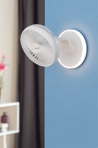 Ventilateur de bureau rechargeable avec lumière LED - 16,8 x 23 x 15 cm - 4 vitesses