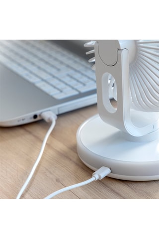 Ventilateur de bureau rechargeable avec lumière LED - 16,8 x 23 x 15 cm - 4 vitesses