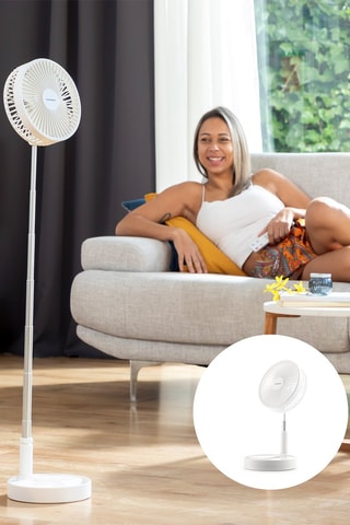 Ventilateur pliable et rechargeable 3-en-1 - 19,5 cm - 3 vitesses