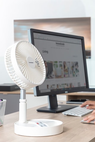 Ventilateur pliable et rechargeable 3-en-1 - 19,5 cm - 3 vitesses