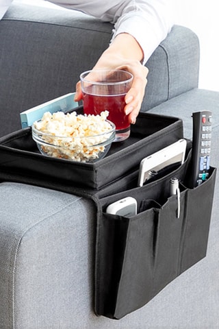 Organisateur de télécommandes avec plateau pour canapé - Noir