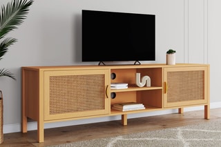 Meuble TV 2 portes Eve - naturel et imitation bois
