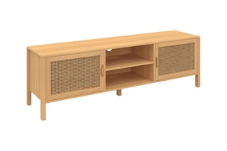 Meuble TV 2 portes Eve - naturel et imitation bois