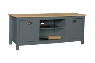 Meuble TV 2 portes Igor - Gris et imitation bois