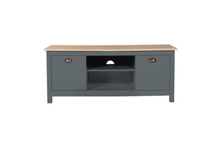 Meuble TV 2 portes Igor - Gris et imitation bois