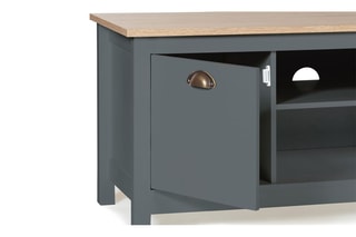 Meuble TV 2 portes Igor - Gris et imitation bois