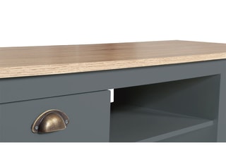 Meuble TV 2 portes Igor - Gris et imitation bois