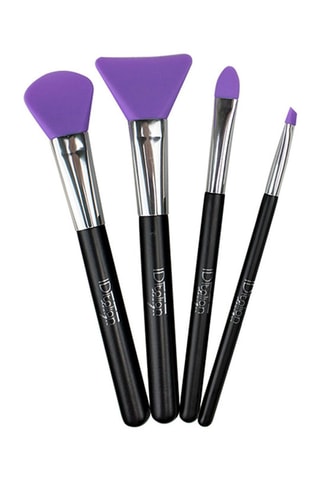 4 pinceaux de maquillage en silicone - Violet et noir