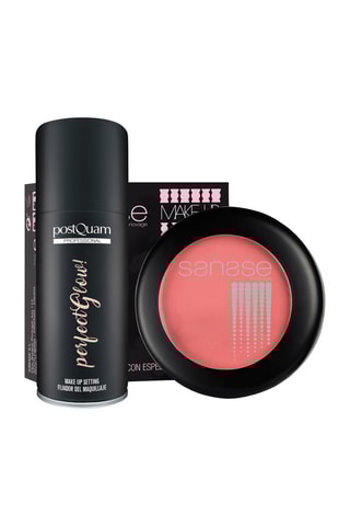 Coffret spray fixador de maquilhagem e blush natural - 100 ml e 10 g