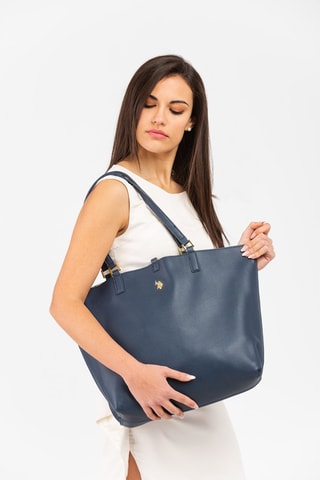 Shopper en Clutch New Rogersville Marineblauw en Beige