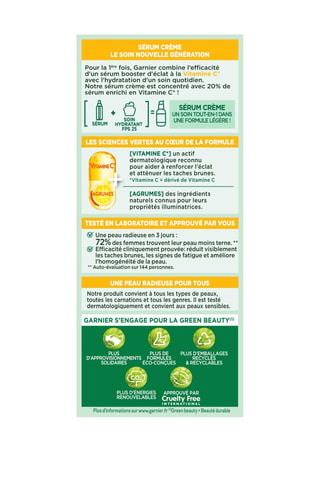 Sérum crème à la Vitamine C Booster d'éclat FPS 25 - 50 ml