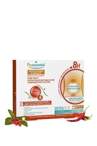2 patchs chauffants bas du dos Pure Heat articulations et muscles aux 14 huiles essentielles