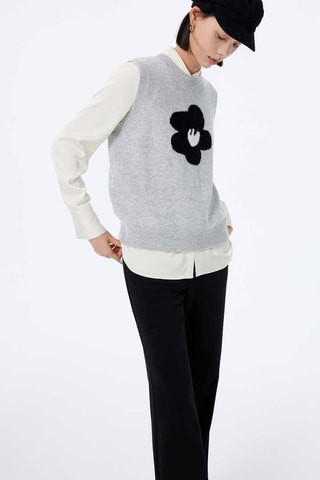 Pull sans manches en laine Gris chiné