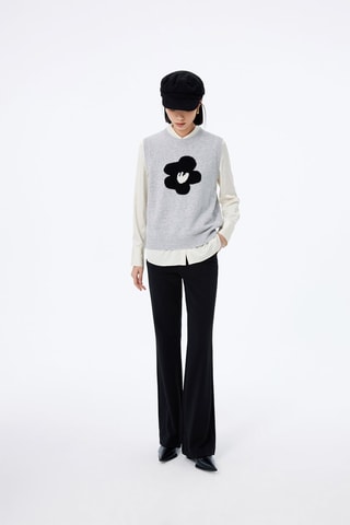 Pull sans manches en laine Gris chiné