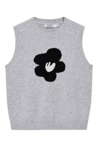 Pull sans manches en laine Gris chiné